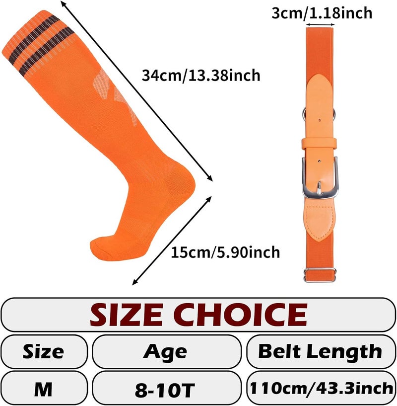 EDCYF Kids Baseball or Softball Socks and Belt Combo Set Softball Knee Socks High Tube Soccer Socks for Youth Boys Girls - Image 5